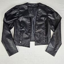 Haute Monde Black Faux Leather Cropped Jacket Women's Size S 142577 picture