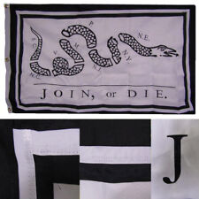 3x5 Embroidered SEWN Join Or Die Gadsden Benjamin White COTTON Flag picture