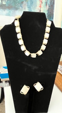 Vintage Coro White Thermostat Choker & Clip Earring Set picture