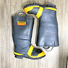 SERVUS Fire Firefighter Steel Toe Rubber Boots Men's Size 9 Wide Model M1450 USA picture