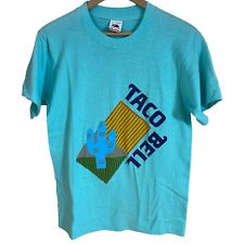 Vintage 90s Taco Bell Mexican Cuisine teal Shirt Southwestern Small Fits Medium picture