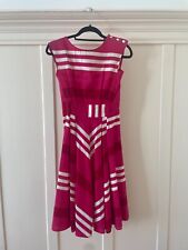🌺 70s A-Line True Vintage Pink & White Striped Dress SIZE 5 Button Detail 🌺 picture