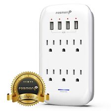 6 Outlet Extender 1225J Surge Protector With 4 USB Charger Port Wall Adapter Tap picture