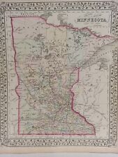 1873 Mitchell's Atlas County Map of Minnesota Authentic Hand-Colored 12 x 16