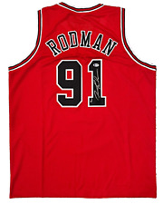 Chicago Dennis Rodman Signed Red Jersey Auto BAS Beckett COA IMP picture