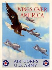 1940s Wings Over America WW2 US Army Air Corp Vintage Style Poster - 18x24 picture