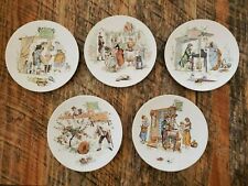 Antique Sarreguemines Story Plates Froment Richard Faience Pottery (lot of 5) picture