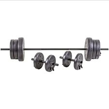 WOW Gym Set 105 Lb Duracast Barbell Weight Set with 2 Dumbbells and 6Ft Bar picture