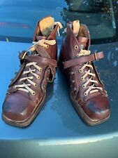 Heavy Duty Vintage 1940s-50s Leather Ski Boots.  Very Good Shape picture