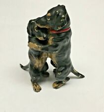 ANTIQUE TWO DOGS HUGGING FIGURI HEAVY FOR WALL CABINET BROWN picture