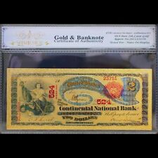 Gold 1875 $2 Two Dollars Banknote Collectible with Bag & Certificate picture