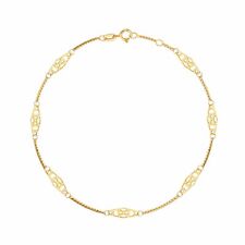 14K Solid Yellow Gold Infinity Anklet Ankle Bracelet 10
