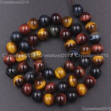 Natural Gemstone Multi-Color Tiger's Eye Round Beads 4mm 6mm 8mm 10mm 12mm 15'' picture