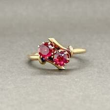 Estate Victorian 14K Yellow Gold 0.92ctw Garnet Bypass Ring picture