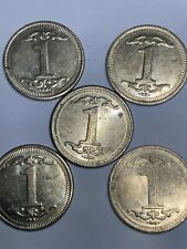 5 VINTAGE ONE (1) PLAY SILVER TONE BOARDWALK AMUSEMENT ARCADE TOKENS SCARCE#aw1 picture