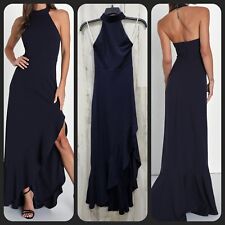 LULUS Majestic Perfection Navy Blue Ruffled Halter Maxi Dress Size XS**NWOT** picture