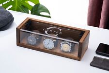 Custom Handmade Walnut Watch Holder, Personalized Watch Case with 3 Holder picture