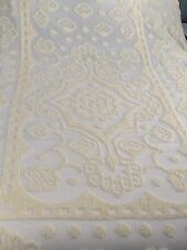 Vtg Cottage Shabby Chic Country Yellow Floral Chenille Bedspread 98x109 Full picture