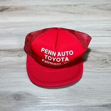 Vintage Penn Auto Toyota Dealership Trucker Hat Cap Mesh Back Red Snap Back EUC picture