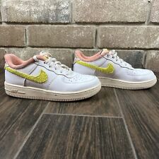 Nike Air Force 1 LV8 Size 2.5Y White Yellow Swoosh Shoes DV2199-100 picture