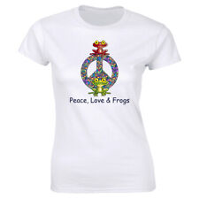 Peace Love and Frogs with Peace Sign Symbol Women's T-Shirt Frog Lovers picture