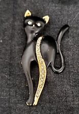 Two Vintage black cat brooches picture