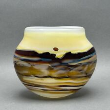 Vintage Rich Miller Bittersweet Glassworks Studio Art Glass Oval Vase picture