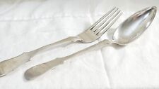 SILVER 84 FORK & SPOON SET BALTIC AREA CIRCA 1870 ARTIST GALKER MAJESTIC PAIR. picture