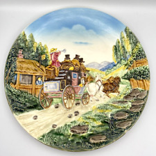 Vintage S & R Bas Relief Stagecoach Countryside Collector Plate 3806 W Germany picture