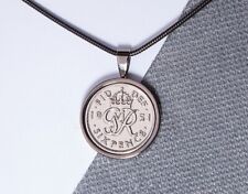 Lucky Sixpence 6d Coin Pendant - Choose the Year & Metal Colour - Birthday Gift picture