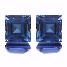 AAA Natural Ceylon Blue Sapphire Square Loose Gemstone Cut Matching Pair 10x10MM picture