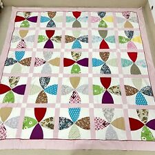 Handmade Cathedral Window Cotton Patchwork quilt top/topper 86x86