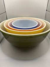 Pristine Vintage Pyrex REVERSE PRIMARY Mixing Bowls Set of Four 401 402 403 404 picture