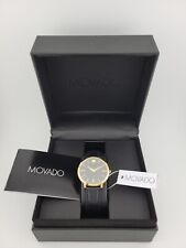 $795 MSRP | Movado Women's Ultra Slim Black Dial Leather Strap Watch 0607091 NEW picture