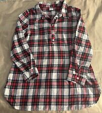 Christmas Red Plaid Crochet Lace Button Shirt Cracker Barrel Large Tunic Top picture