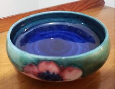 Vintage Moorcroft Pottery Anemone Small Bowl Green And Cobalt  picture