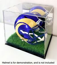 Full Size Acrylic Football Helmet Display Case w/ Mirror & Artificial Turf Grass picture