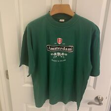 Vintage Amsterdam Screwed In Holland Laid Tee Shirt Men Extra Large XL Green SS picture
