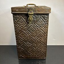 Antique Middle Eastern Vintage Islamic Solid Copper Tinned Chest Box 19th C picture