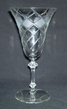 Beautiful Frosted Harlequin Cut Flared WATER GOBLET w/Double KNOP Stem (8 Oz.) picture