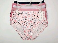 LAURA ASHLEY 5 Pack Womens M XL Brief Panties Navy Pink Lavender Mauve Prints picture