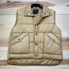 VINTAGE Sears Vest XL Tall Brown Tan Puffer Nylon 80s picture