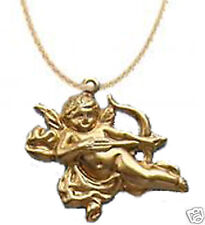 Vintage Celestial WINGED CUPID CHERUB ANGEL PENDANT NECKLACE Love Charm Jewelry picture