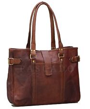 Handmade Vintage Real Leather Tote Handbag Purse Shopper Lady Women's Casual Bag picture