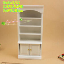 AirAds Dollhouse 1/12 Scale Miniatures White Bookcase Display Shelf Wood Hutch picture