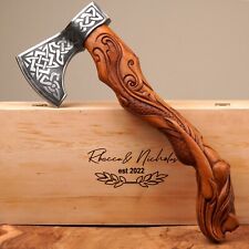 MERMAID HANDLE VIKING AXE UNIQUE PIECE OF NORSE VIKING AXE BEST CAMPING HATCHET picture