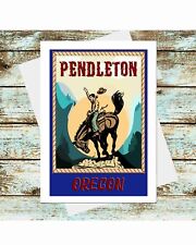 Set Of 6 Travel Poster Greeting Cards Pendleton Home of Cowboy  & Cowgirl Rodeos picture