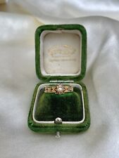 Antique 9ct Gold Black Enamel Pearl Star Hair Mourning Ring picture