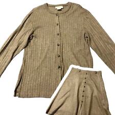 Vintage 90s DonnKenny Shirt & Skirt Set Medium Bronze Shimmer Soft Acrylic USA picture