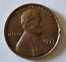Rare 1973 Lincoln Penny, No mint mark, raised rim, brown picture
